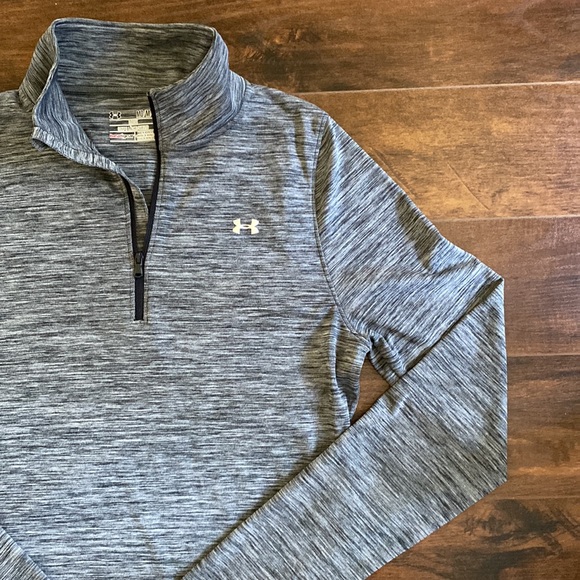 Under Armour - Heat Gear Long Sleeve Quarter Zip - Loose Fit - Grey - M - Picture 3 of 7